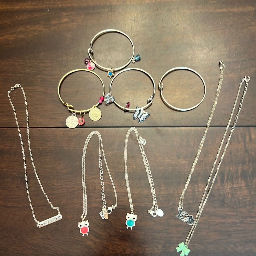 Assorted kids jewelry bracelet charms and necklaces